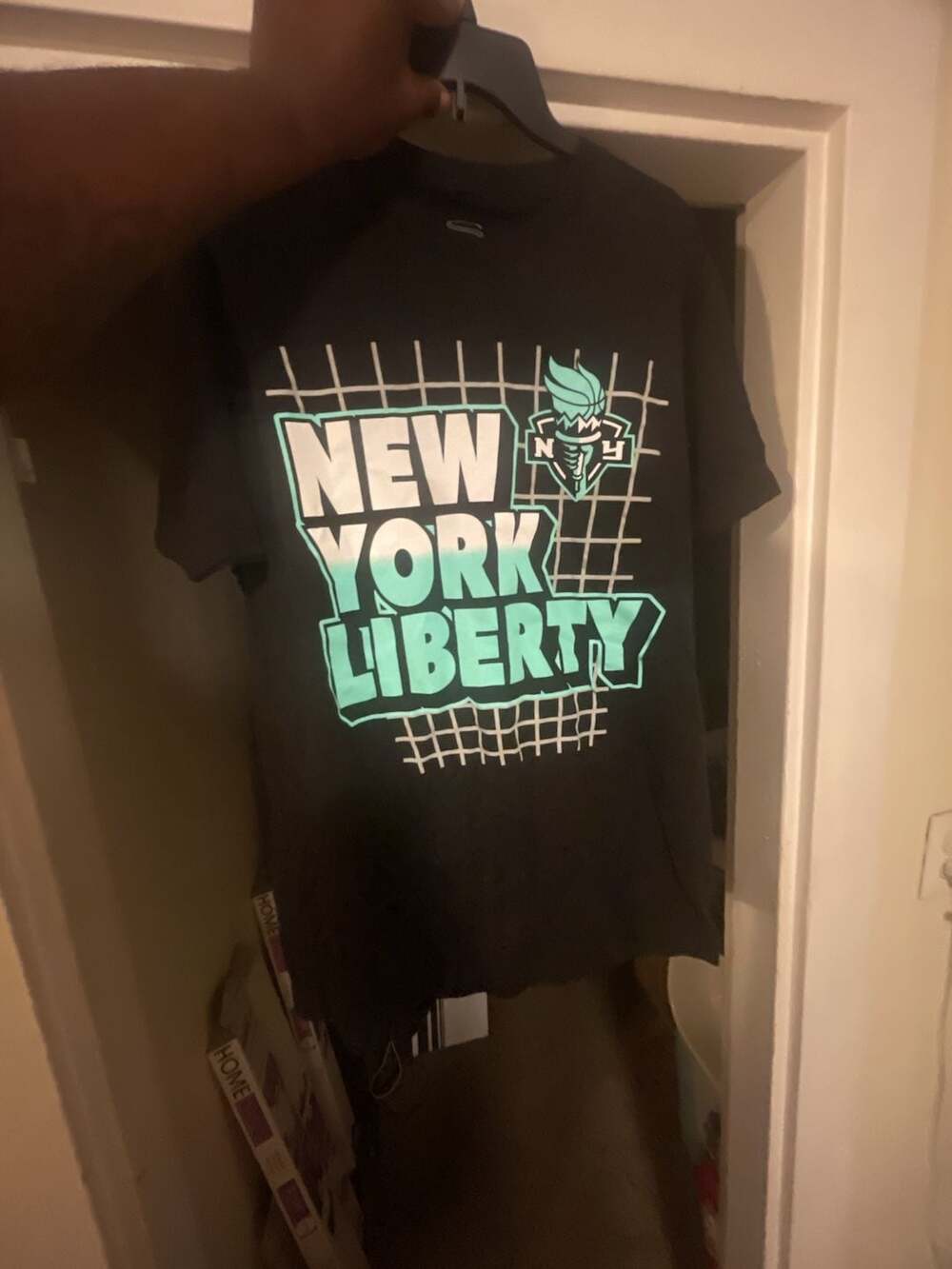 Stadium Essentials New York Liberty Spelled Out Black T-Shirt Size L
